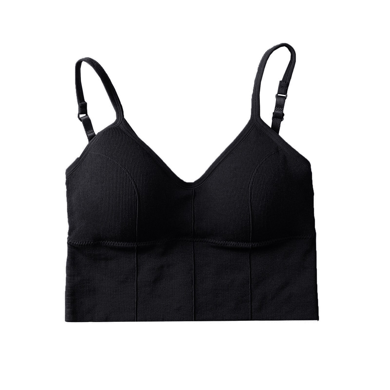 UoCefik Women Padded Adjustable Strap Cami Bra Comfort V Neck Crop Tank