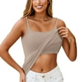 thumbnail image 1 of UoCefik Women Tank Tops With Built In Bras Summer Adjustable Spaghetti Strap Camisole Tops Plus Size Padded Bra Undershirts Cotton Yoga Tops Khaki XXL, 1 of 6