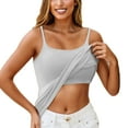 thumbnail image 1 of UoCefik White Tank Tops Women Built In Bra Trendy Adjustable Spaghetti Strap Camisole Tops Basic Padded Cotton Undershirts 2025 Yoga Tops Light Gray M, 1 of 6