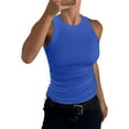 thumbnail image 1 of UoCefik Women Tank Tops Summer Sleeveless Basic Cami Top Shirt Slim Knit Ribbed Racerback Blouses Blue XXL, 1 of 5