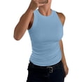 thumbnail image 1 of UoCefik Women Tank Tops Summer Sleeveless Basic Cami Top Shirt Slim Knit Ribbed Racerback Blouses Sky Blue XXL, 1 of 5
