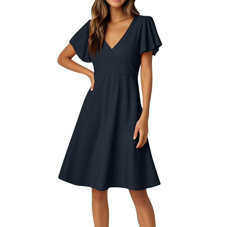 navy a line midi dress Essential Sleeveless A-line Dress, NAVY