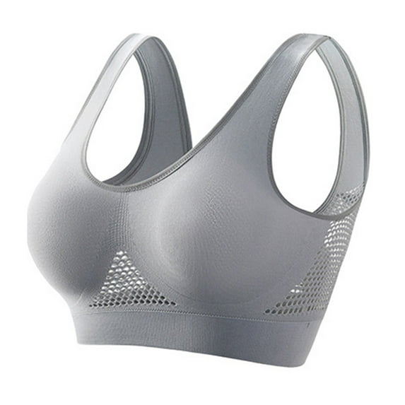 UoCefik Women's Sports Bras Low Impact Comfy Plus Size Bra Breathable Mesh Anti-Sagging Running Yoga Workout Sports Bras(Gray,S)