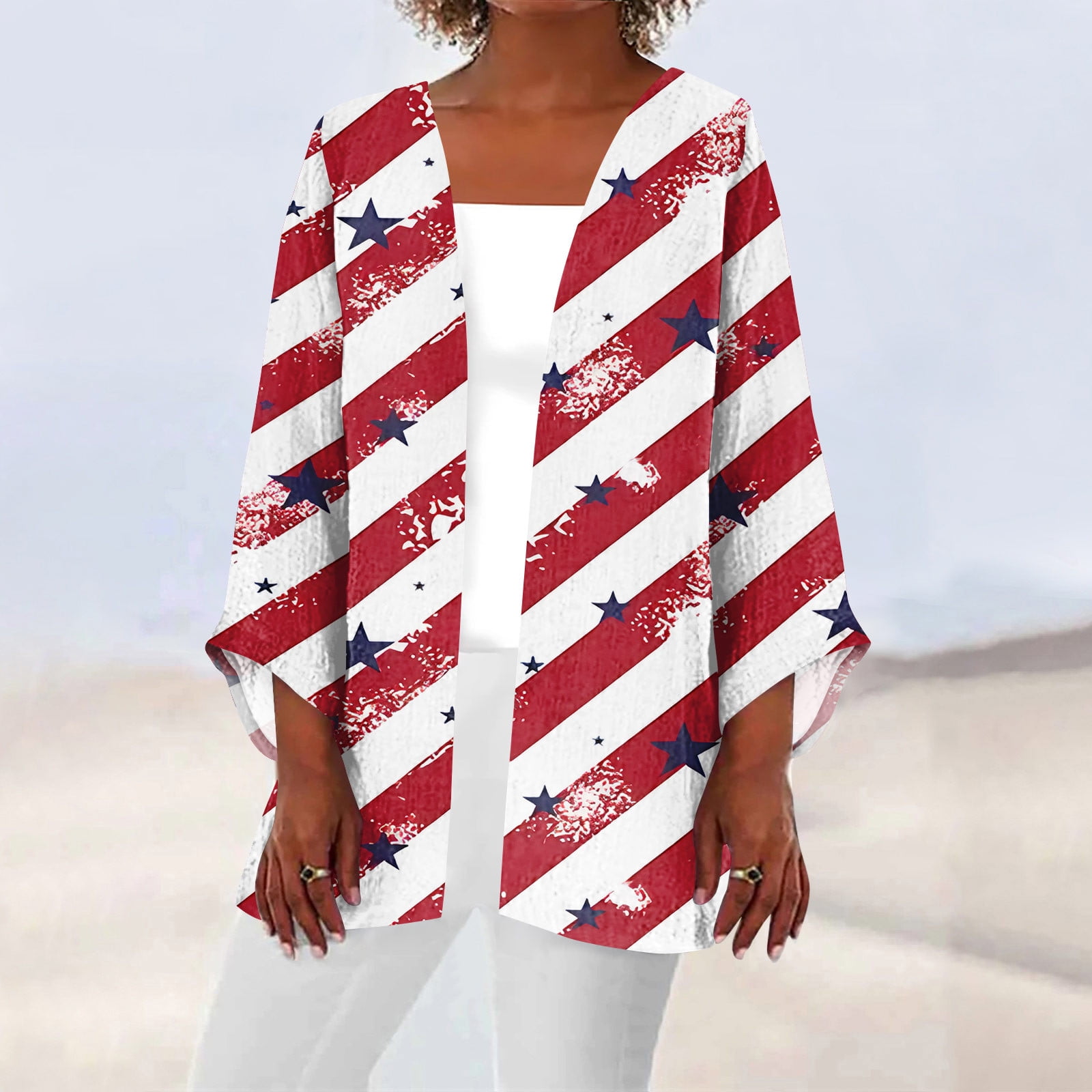 UoCefik Womens 4th of July Baseball Shirts 3/4 Sleeve Independence Day