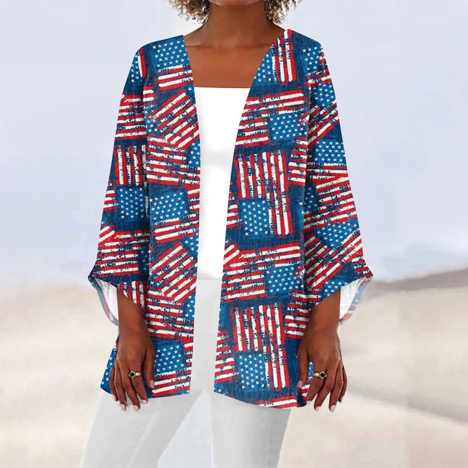 UoCefik Womens 4th of July Baseball Shirts 3/4 Sleeve Independence Day