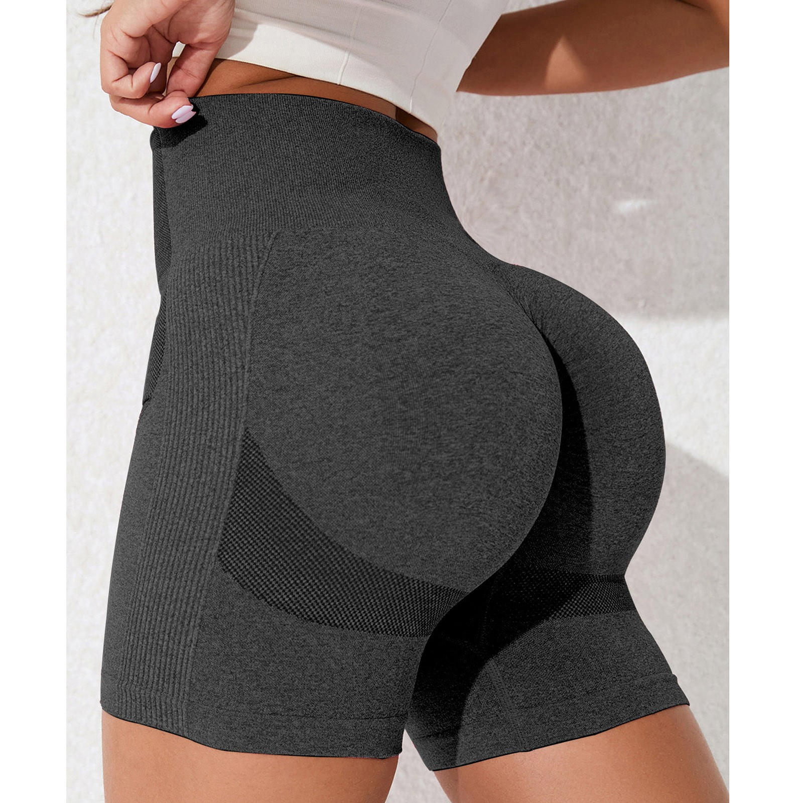 VENUZOR Workout Yoga Shorts For Women With Pockets High Waist Tummy Control Butt Lifting Running Athletic Shorts Leggings Scrunch Butt Female Hot Pants Pocket