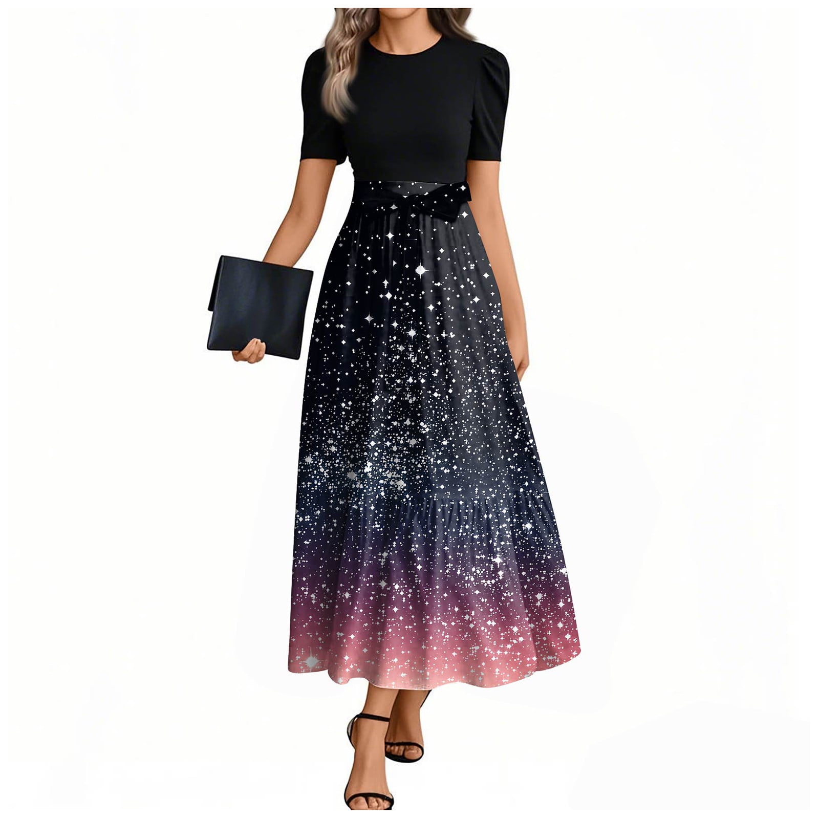 green emerald velvet dress Floral Elegant V Neck Sleeves Dark Navy Long Wedding Guest Dress, Dark_Navy / L main image 1