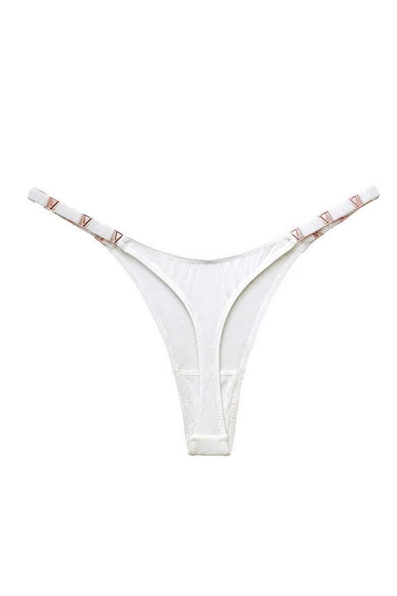 Womens Medium Thong Underwear Low Rise Breathable Seamless Panties Soft Solid Color Women's Underwear V-shape G-String Personalized Strap Thongs White S
