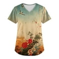 thumbnail image 1 of UoCefik Womens Scrub Tops Prints 2024 Short Sleeve V Neck Working Nurse Uniform Pockets Floral Women Uniform Scrubs Summer Cute Shirts Casual Yellow S, 1 of 3