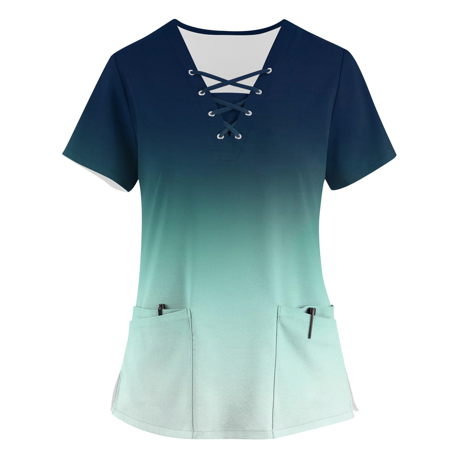 UoCefik Womens Scrubs Petite Western 2024 Gradient Cross V Neck Working