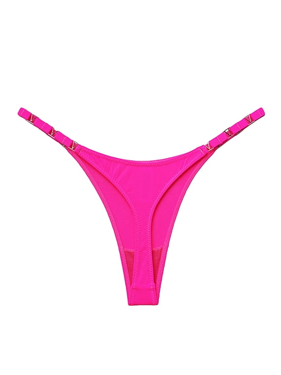 Womens Thongs Low Rise Stretch G-String Personalized V-shape Women's Underwear Solid Color Seamless Panties Soft Strap Thongs Hot Pink L