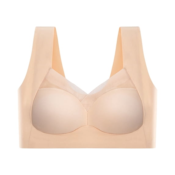 UoCefik Zenchic Bras for Seniors Seamless Wireless Posture Correcting Push Up Bra Anti Sagging Full Coverage Ice Silk Bra Complexion X-Large