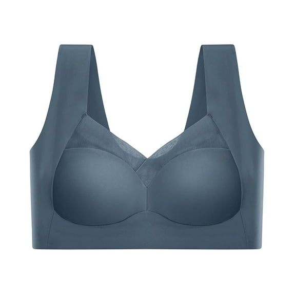 UoCefik Zenchic Bra - Seamless Powerful Push Up Wireless Bra Lift Full-Figure Posture Correcting Bra Ice Silk Anti Sagging Bra Royal Blue 6X-Large
