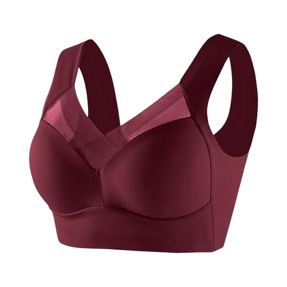 UoCefik Zenchic Bra - Seamless Powerful Push Up Wireless Bra Lift Full-Figure Posture Correcting Bra Ice Silk Anti Sagging Bra Wine 3X-Large