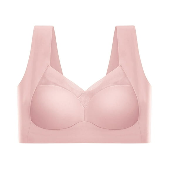 UoCefik Zenchic Bras for Seniors Seamless Wireless Posture Correcting Push Up Bra Anti Sagging Full Coverage Ice Silk Bra Pink 2X-Large