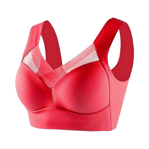 UoCefik Zenchic Bras for Seniors Seamless Wireless Posture Correcting Push Up Bra Anti Sagging Full Coverage Ice Silk Bra Red 2X-Large