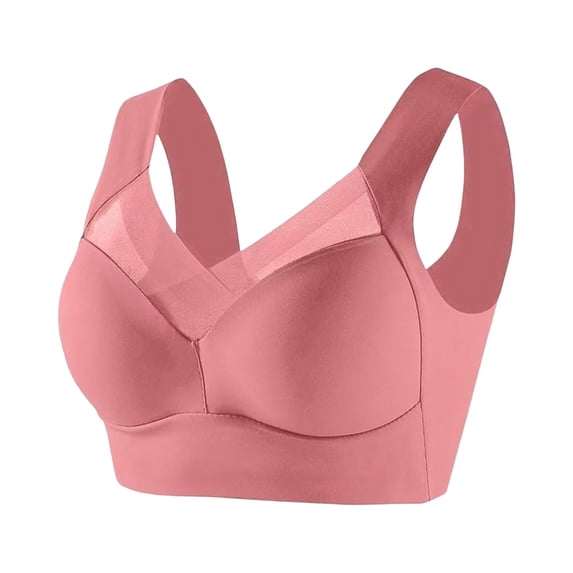 UoCefik Zenchic Bras for Seniors Seamless Wireless Posture Correcting Push Up Bra Anti Sagging Full Coverage Ice Silk Bra Watermelon Red 5X-Large
