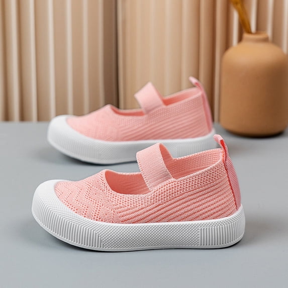 Uobin Breathable Girls Casual Sneakers Lightweight Elastic Low Top Walking Shoes For Toddler Kids Outdoor Play