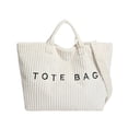 thumbnail image 1 of Uobin Corduroy Tote With Embroidered Letter Design Casual Shoulder Handbag For Daily Use, 1 of 4