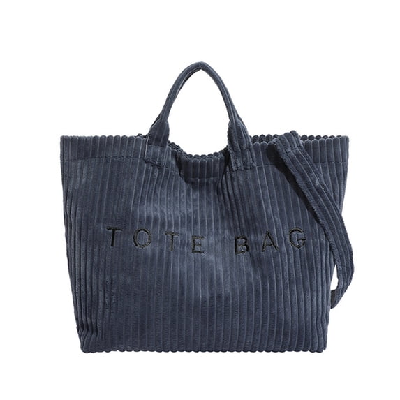 Uobin Corduroy Tote With Embroidered Letter Design Casual Shoulder Handbag For Daily Use