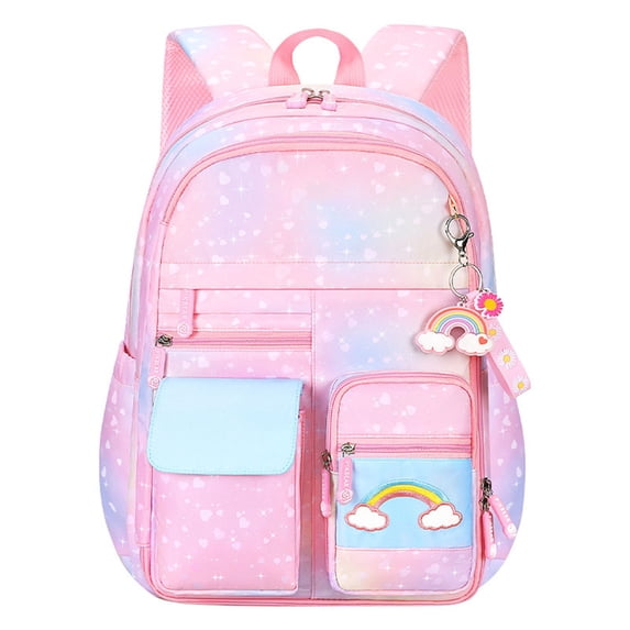 Uobin Cute Back To School Backpack, Large Capacity Spine Protection Lightweight School Book Bag, Gradient Glitter Student Shoulder Backpack for Elementary High School, University,Ages 6-17