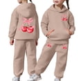 thumbnail image 1 of Uobin Girls Casual Print Hoodie And Pants Outfit 2 Piece Toddler Kids Fashion Athletic Wear Comfy Daily Play Youth Two Piece Tracksuit For Girls Stylish Loungewear, 1 of 6