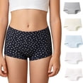 thumbnail image 1 of Uobin Girls Mid‑Rise Pure Cotton Boyshort Panties, Fresh Floral Print, Skin‑Friendly Breathable Antibacterial Underwear With Extended Crotch, 1 of 8