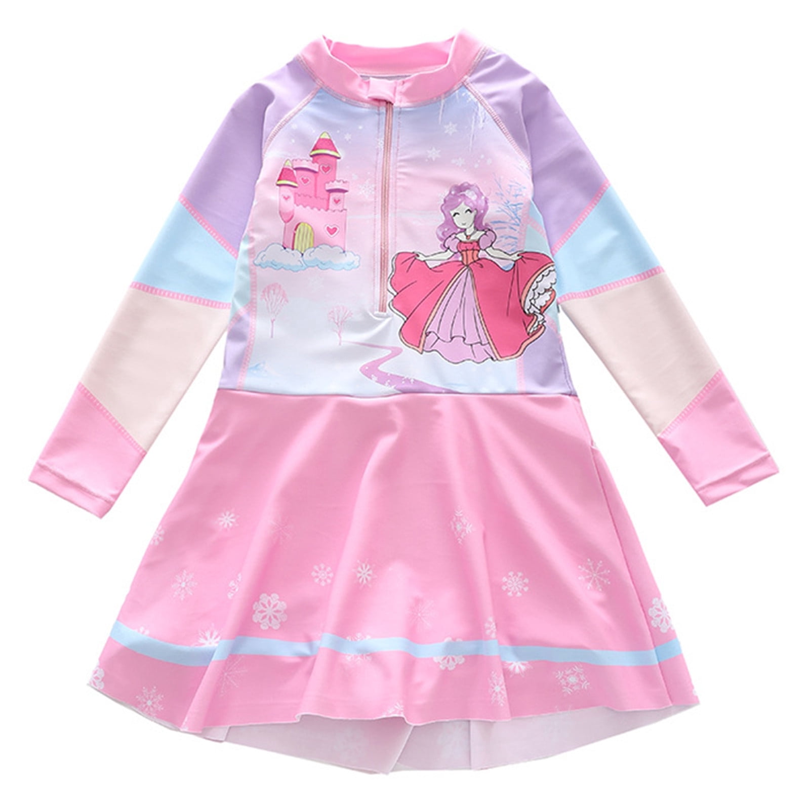 Dress Rassh Uobin Girls One Piece Swim Dress Rash Guard Long Sleeve Zip Front ...