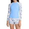 thumbnail image 1 of Uobin Girls Rash Guard Swimsuit 2 Pieces Long Sleeve Tropical Printed Fast Dry Trendy Bathing Suit Crewneck Summer Beach Pool Swimwear size 6-14 Years, 1 of 4