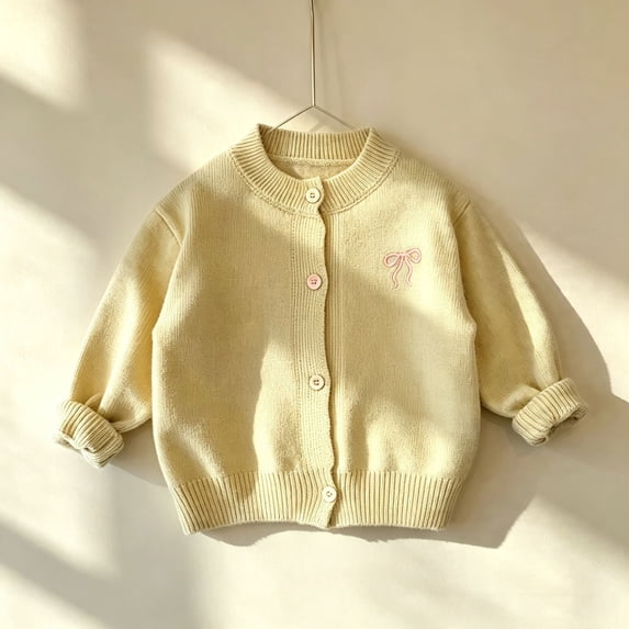 Uobin Girls Round Neck Knit Cardigan, Button‑Front Sweater Jacket with ...