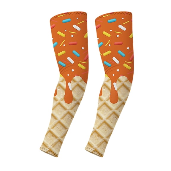 Uobin Ice Cream Baseball Arm Sleeves Funny rinted Sun Protection Compression Arm Sleeve Breathable Outdoor Anti-UV Sports Arm Guards