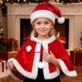 thumbnail image 1 of Uobin Kids Christmas Hooded Cloak, Velvet-Look Cape for Holiday Party, Stage Performance & Themed Dress-Up for Children, 1 of 5