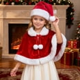 thumbnail image 1 of Uobin Kids Christmas Hooded Cloak, Velvet-Look Cape for Holiday Party, Stage Performance & Themed Dress-Up for Children, 1 of 6