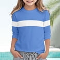 thumbnail image 1 of Uobin Kids Crew Neck Color‑Block Long Sleeve T‑Shirt, Contrast Stripe Casual Pullover Top for Boys Girls 3‑14 Years Old, 1 of 4