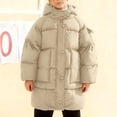 thumbnail image 1 of Uobin Kids Hooded Puffer Jacket with Multi Pockets, Mid-Length Snap-Button Winter Coat for Boys Girls, 1 of 5