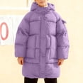 thumbnail image 1 of Uobin Kids Hooded Puffer Jacket with Multi Pockets, Mid-Length Snap-Button Winter Coat for Boys Girls, 1 of 5