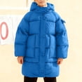 thumbnail image 1 of Uobin Kids Hooded Puffer Jacket with Multi Pockets, Mid-Length Snap-Button Winter Coat for Boys Girls, 1 of 5