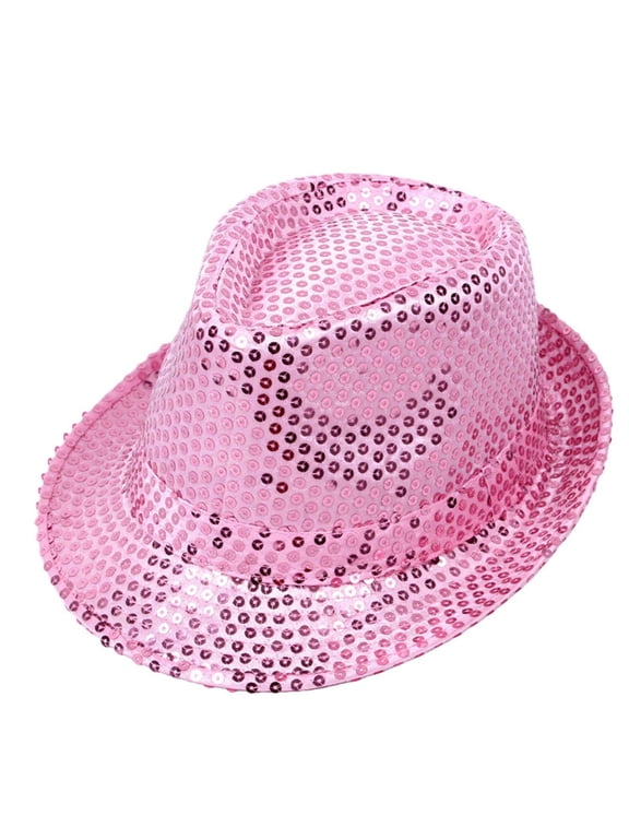 Kids Sequin Performance Top Hat, Sparkly Stage Dance Show Hat, Children Festival Party Dress Up Costume Hat for Boys Girls