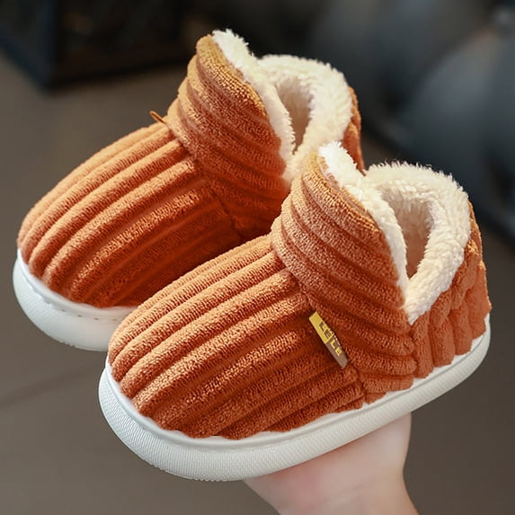 Uobin Kids Winter Bootie Slippers Warm House Shoes High Top On Non- Indoor Outdoor for Boys Girls
