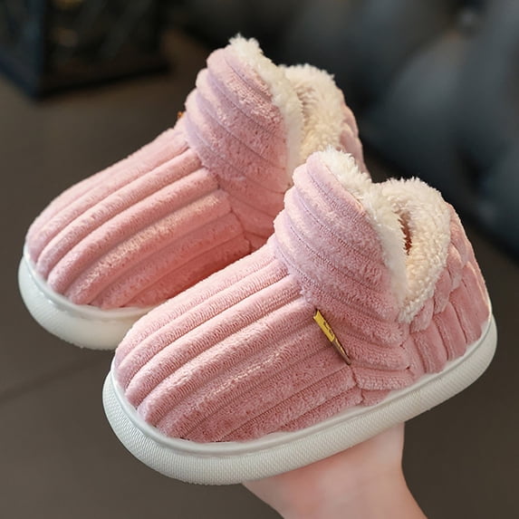 Uobin Kids Winter Bootie Slippers Warm House Shoes High Top On Non- Indoor Outdoor for Boys Girls