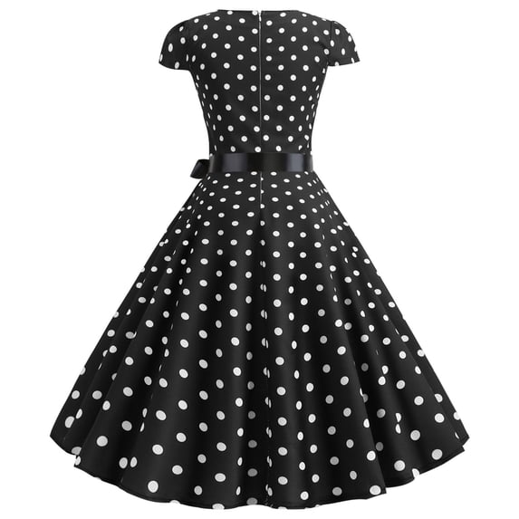 Uobin Kingfancy Women Vintage 1950s Dress Retro Party Swing Dresses with Cap Sleeves