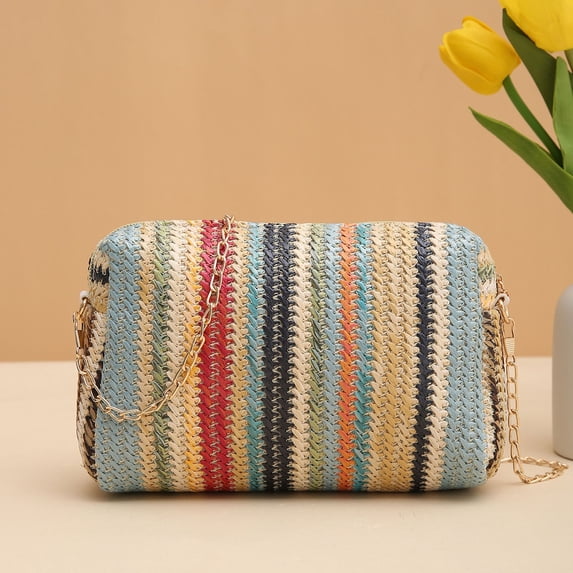 Uobin Knitting Shoulder Crossbody Summer Beach Chain Handbag For Outdoor Shopping Traveling