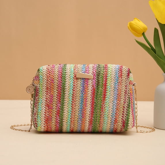 Uobin Knitting Shoulder Crossbody Summer Beach Chain Handbag For Outdoor Shopping Traveling