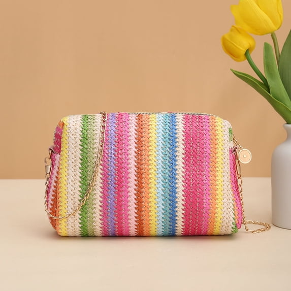 Uobin Knitting Shoulder Crossbody Summer Beach Chain Handbag For Outdoor Shopping Traveling