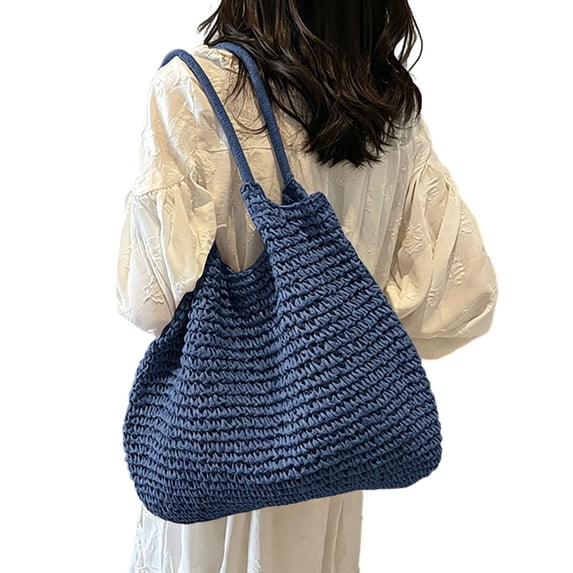 Uobin Large Capacity Woven Tote Shoulder Bag For Work Commute Daily Casual