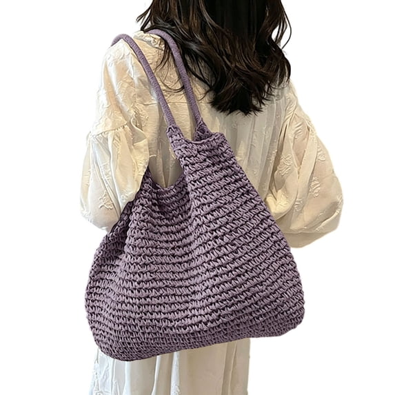 Uobin Large Capacity Woven Tote Shoulder Bag For Work Commute Daily Casual