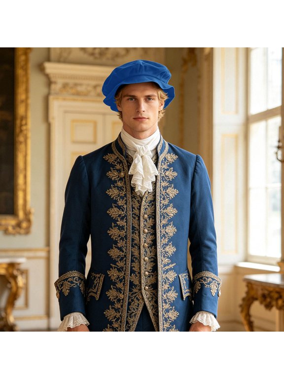 Men's Medieval Tudor Flat Cap Renaissance Beret Hat Soft Velvet Finish Retro Casual Painter Cap for Men Party Festival