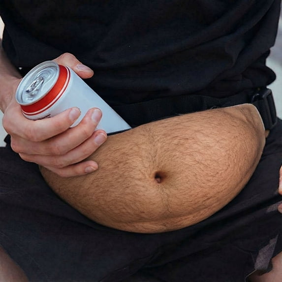 Uobin Novelty Belly‑Graphic Fanny Pack, Funny Prank‑Style Waist Pouch, Adjustable Lightweight Zipper Bag for Theme Party Festival Casual Gathering Use