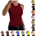thumbnail image 1 of Uobin Sleeveless Tank Tops for Women High Neck Racerback Ribbed Knit Top Summer 2026 Casual Basic Slim Fit Workout Shirts, 1 of 6
