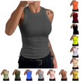 thumbnail image 1 of Uobin Sleeveless Tank Tops for Women High Neck Racerback Ribbed Knit Top Summer 2026 Casual Basic Slim Fit Workout Shirts, 1 of 6